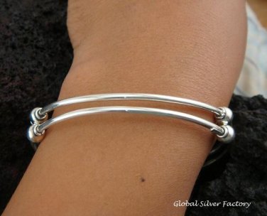 Sterling Silver & Double Strand Women's Bangle SBB-269-PS
