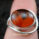 Sterling Silver Amber Gemstone Ring RI-257-NY