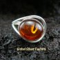 Sterling Silver Amber Gemstone Ring RI-257-NY