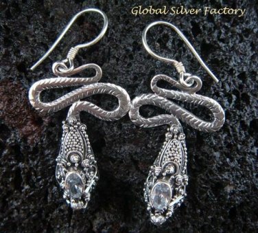 925 Silver CZ Snake Earrings ER-486-KA