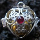 925 Silver Garnet Heart Harmony Chime Ball Pendant HB-163-KT