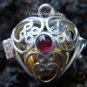 925 Silver Garnet Heart Harmony Chime Ball Pendant HB-163-KT