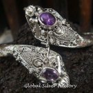 925 Silver Amethyst Double Snake Head Bangle SBB-206-KA