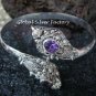 925 Silver Amethyst Double Snake Head Bangle SBB-206-KA