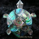 925 Silver Turtle Paua Shell Brooch Pendant BC-109-KA