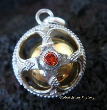 925 Silver Cut Garnet Chakra Chime Ball CH-309-KT