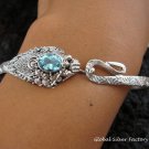 Sterling Silver & Blue Topaz Snake Bangle SBB-263-KT