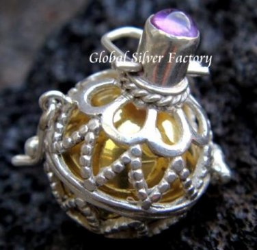 925 Silver Amethyst Harmony Ball Pendant HB-170-KT