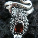 925 Silver & Garnet Snake Ring RI-224-KT