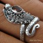 925 Silver & Garnet Snake Ring RI-224-KT
