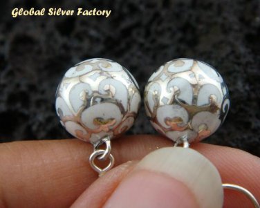 925 Silver  White Chime Ball Earrings CBE-133-KA