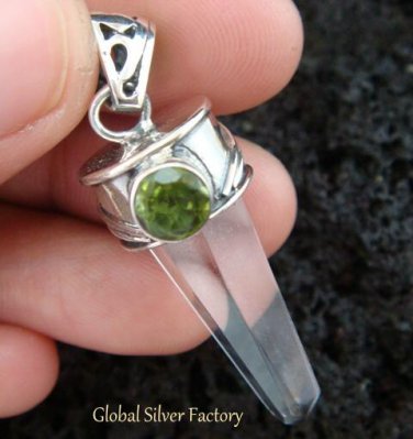 925 Silver Crystal & Peridot Pendant SP-397-KT