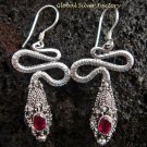 925 Silver Garnet Snake Earrings ER-483-KA