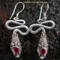 925 Silver Garnet Snake Earrings ER-483-KA