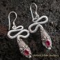925 Silver Garnet Snake Earrings ER-483-KA