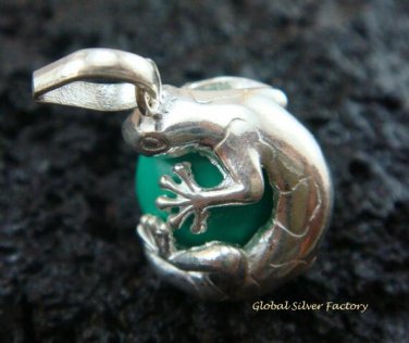 925 Silver Green Gecko Chime Ball 12mm CH-134-KT
