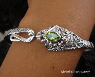 Silver & Peridot Snake Bangle SBB-265-KT