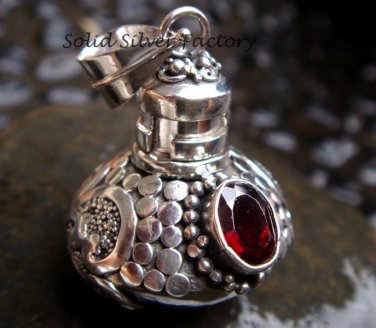 Sterling Silver Garnet Perfume Bottle pendant PP-137-KT