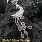 Silver Peacock & Amethyst Brooch BC-126-KT