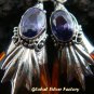 Silver Amber (syn) & Amethyst Earrings SJ-199-KA