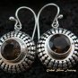 925 Silver & Smokey Quartz Round Earrings ER-479-KT