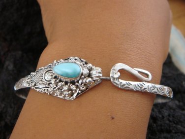 Silver & Larimar Snake Bangle SBB-264-KT