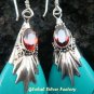 Silver Turquoise (syn) & Garnet Earrings SJ-198-KA