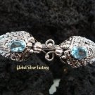 Silver & Topaz Double Head Snake Bangle SBB-283-KT