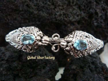 Silver & Topaz Double Head Snake Bangle SBB-283-KT