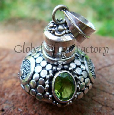Sterling Silver Peridot Perfume Bottle Pendant PP-140-KT