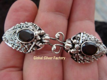 Silver & Garnet Double Head Snake Bangle SBB-282-KT