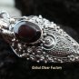 Silver & Garnet Double Head Snake Bangle SBB-282-KT
