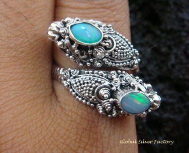 925 Silver Opal Double Head Snake Ring RI-274-KT