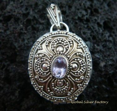 925 Silver & Amethyst Oval Locket Pendant LP-175-KT