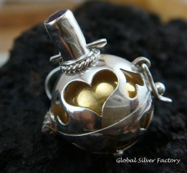 925 Silver Garnet Heart Harmony Ball 16mm HB-272-KT