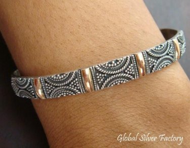 925 Silver & 18kt Gold Vermeil Bangle SBB-239-PS