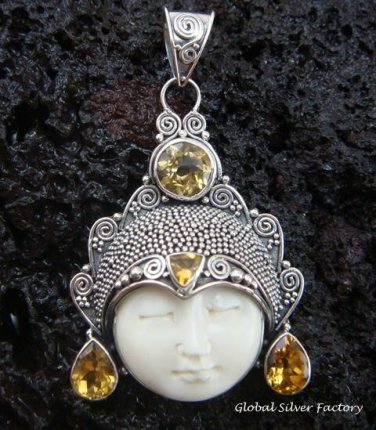 925 Silver & 4 Citrine Goddess Pendant GDP-633-KT
