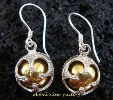925 Silver Gold Chakra Chime Ball Earrings CBE-149-KT