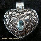 Sterling Silver Blue Topaz Heart Locket Pendant LP-124-KT
