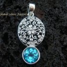 925 Silver Bali Design Blue Topaz Pendant SP-380-KT