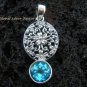 925 Silver Bali Design Blue Topaz Pendant SP-380-KT