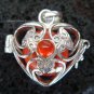 925 Silver Carnelian Heart Harmony Ball Pendant HB-233d-KT