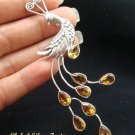 Sterling Silver Peacock & Citrine Brooch BC-128-KT