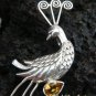 Sterling Silver Peacock & Citrine Brooch BC-128-KT