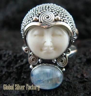 925 Silver Rainbow Moonstone Sajen Goddess Ring GDR-661-KT