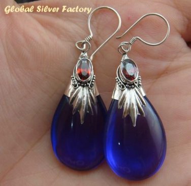 Silver Amethyst & Garnet Earrings SJ-197-KA
