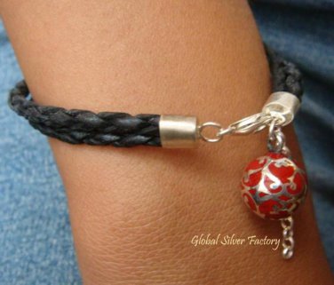 925 Silver Red Chime Ball Bracelet CH-270-KT