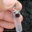 Silver Rose Quartz Crystal & Garnet Pendant SP-396-KT