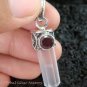 Silver Rose Quartz Crystal & Garnet Pendant SP-396-KT
