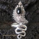 925 Silver Black Onyx Snake Ring RI-268-NY